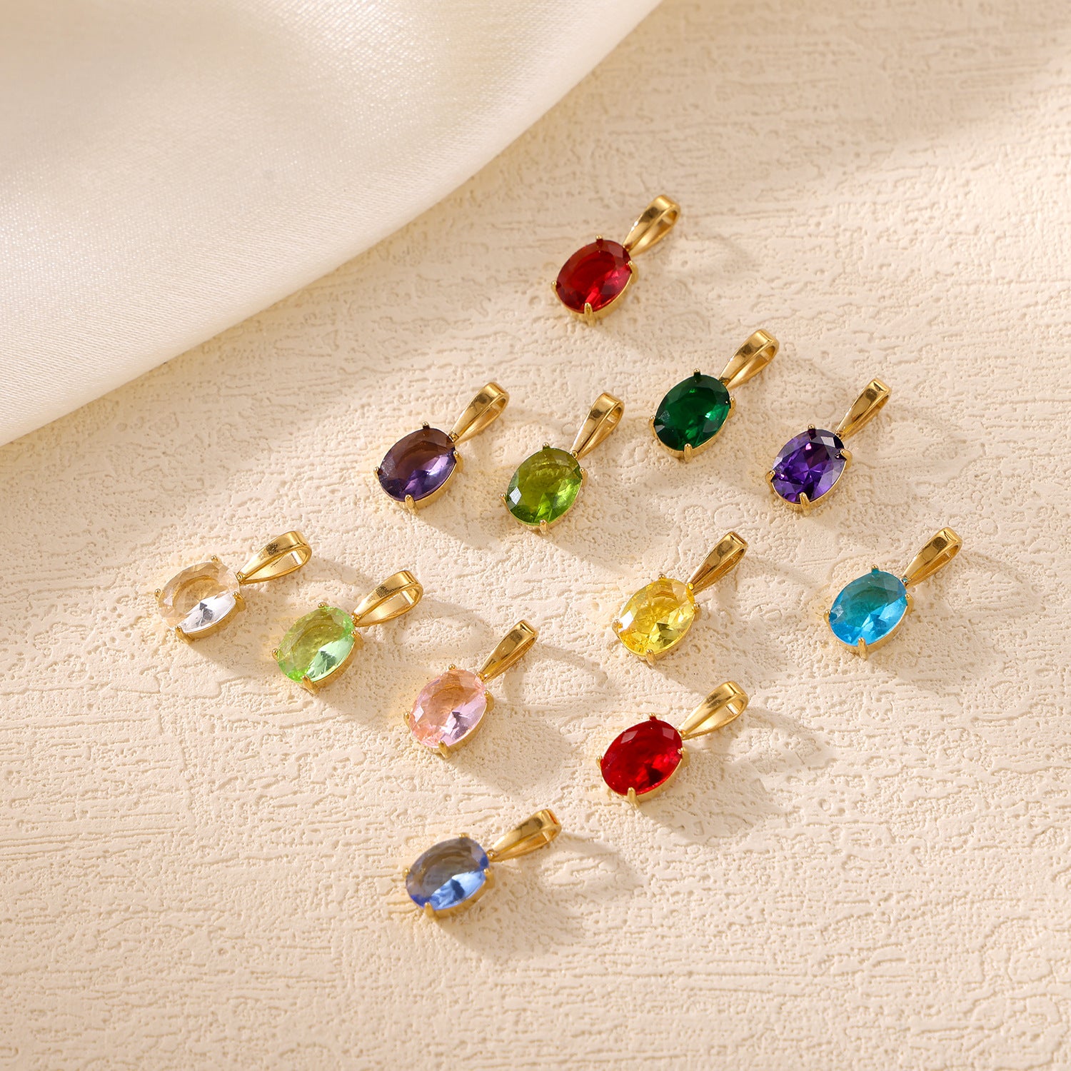 Wholesale Colorful zircon water droplets stainless steel December birthday stone pendant