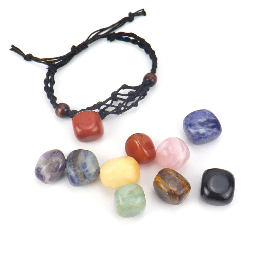 Wholesale Natural Stone Crystal Handwoven Mesh Bag Bracelet Adjustable Retractable Mesh Bag ACC-BT-HanX001