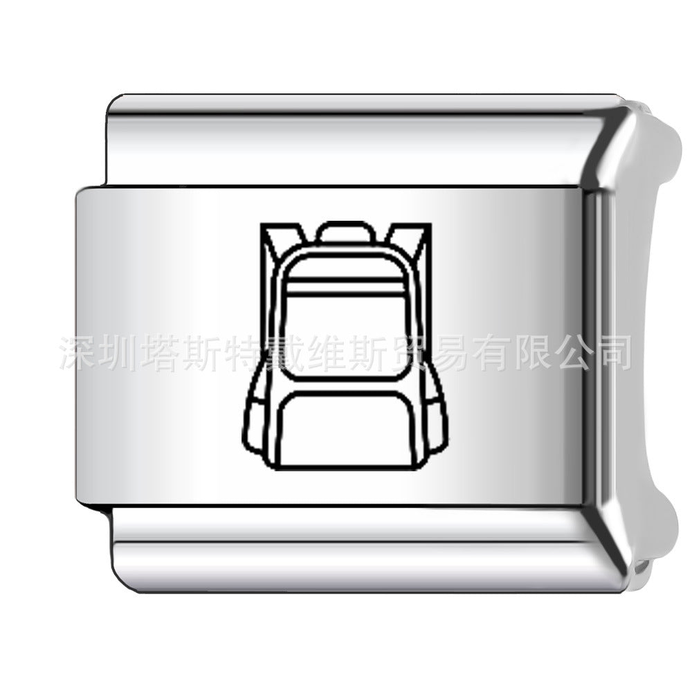Wholesale 9mm Italian Charm Starter Bracelets DIY square Single Section Creative Stainless Steel Composable Bracelet