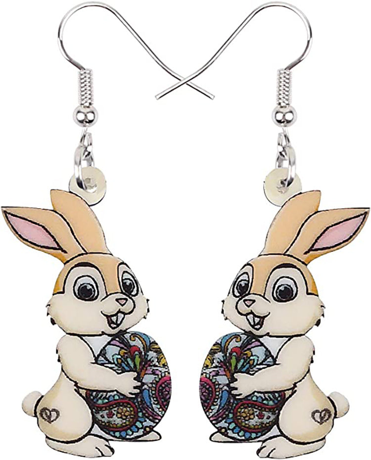 Wholesale creative Easter earrings popular acrylic rabbit conversation cartoon earrings