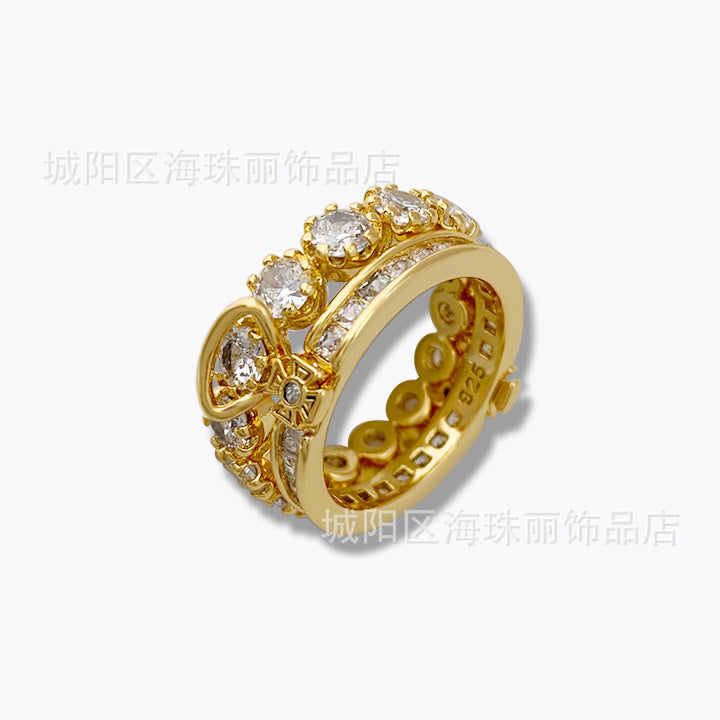 Wholesale double diamond inlaid zircon ring