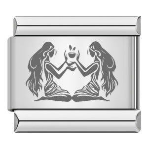 Wholesale  Italian modular Titanium steel laser engraving series 12 constellations bracelet DIY bracelet