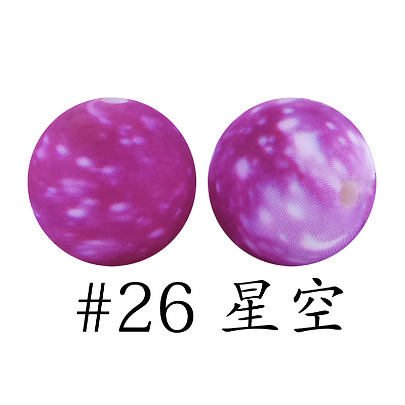 Wholesale 50pcs Western Style Leopard Skull Color Aztec Printed Silicone Balls Beads ACC-BDS-HeSheng007