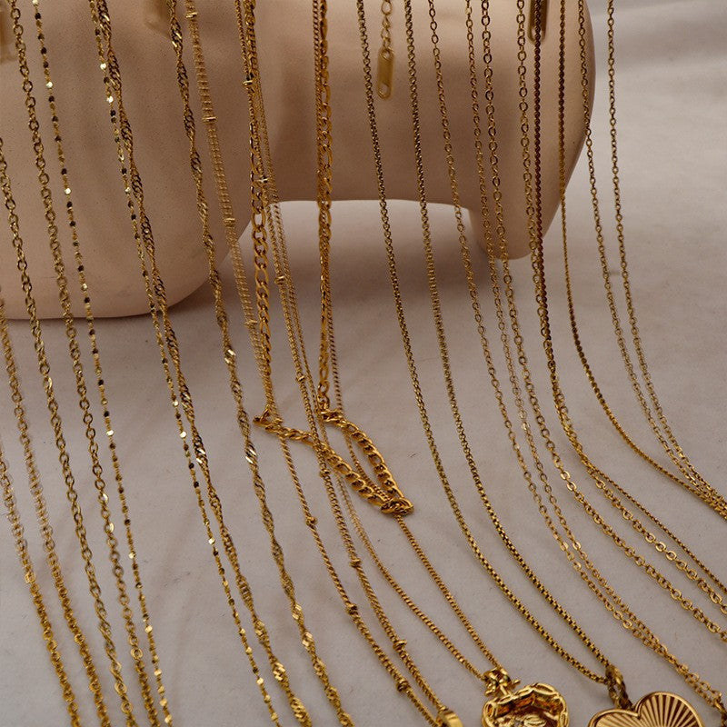 Wholesale Vintage 18K Gold Mother-of-Pearl Heart-Shaped Titanium Steel Necklace ACC-NE-MengJ013