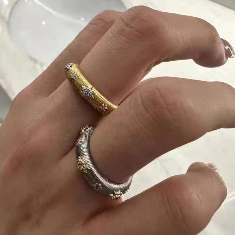 Wholesale Flower Brushed Vintage Rings ACC-RS-Qichuang004