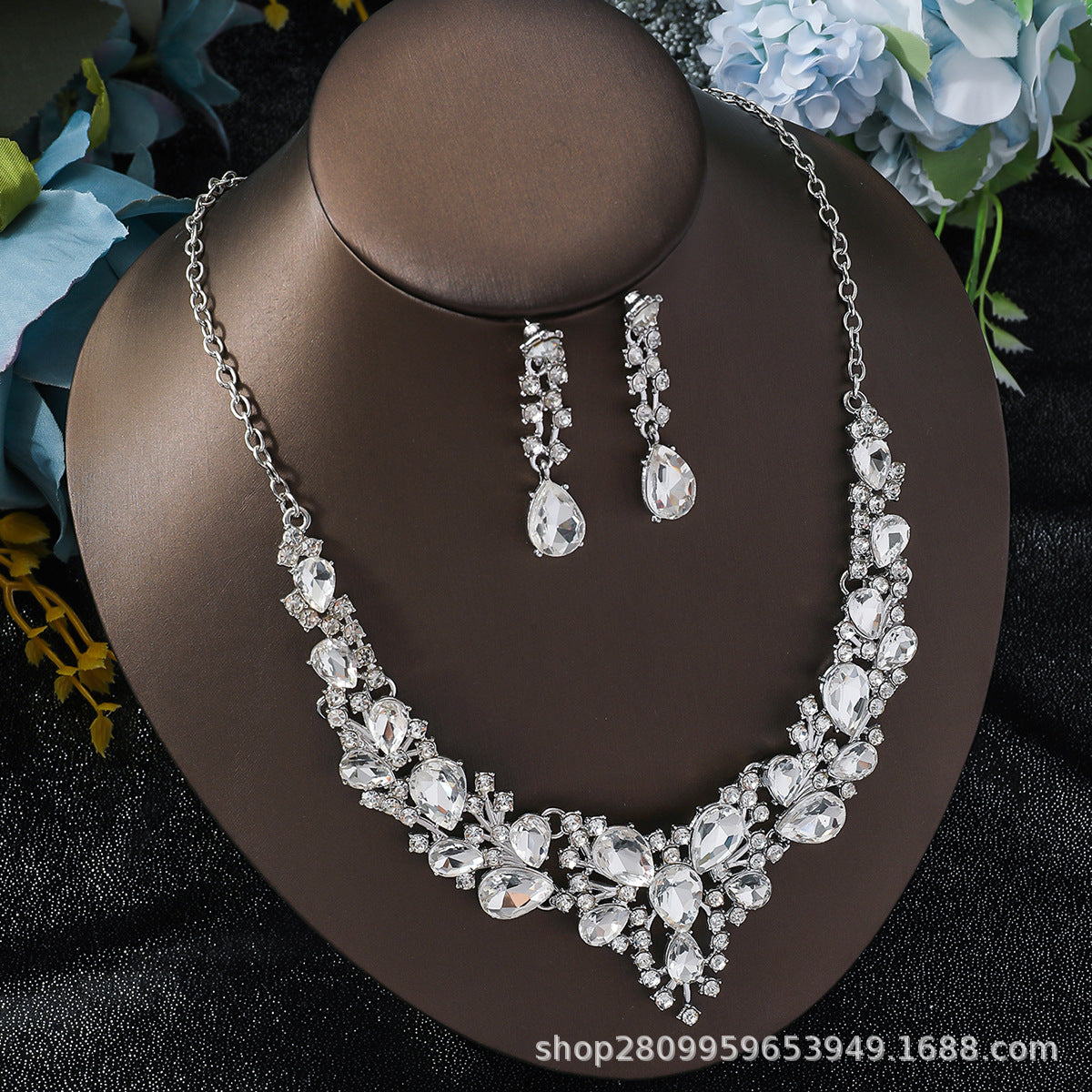Wholesale Jewelry Set Crystal Accessories Alloy Necklace Earrings