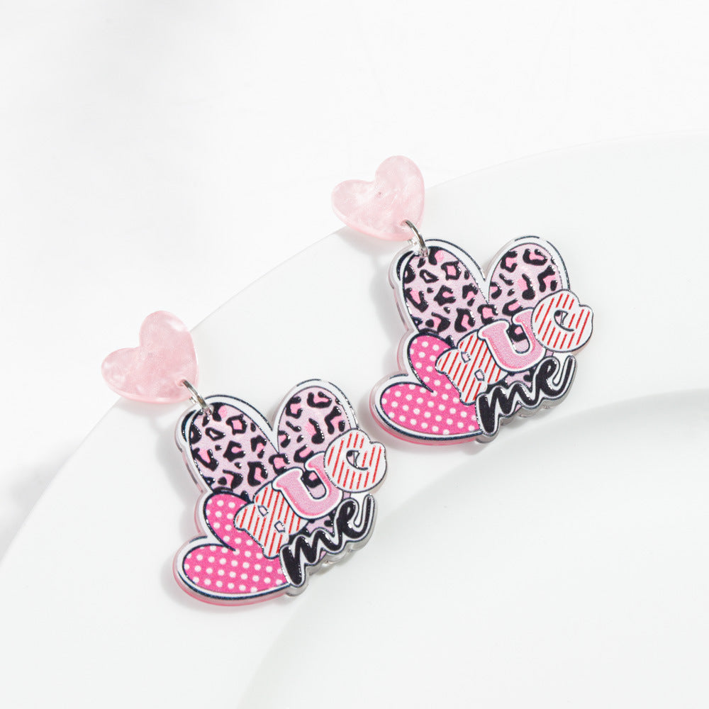 Wholesale Valentine's Day LOVE Letter Pink Love Acrylic Earrings