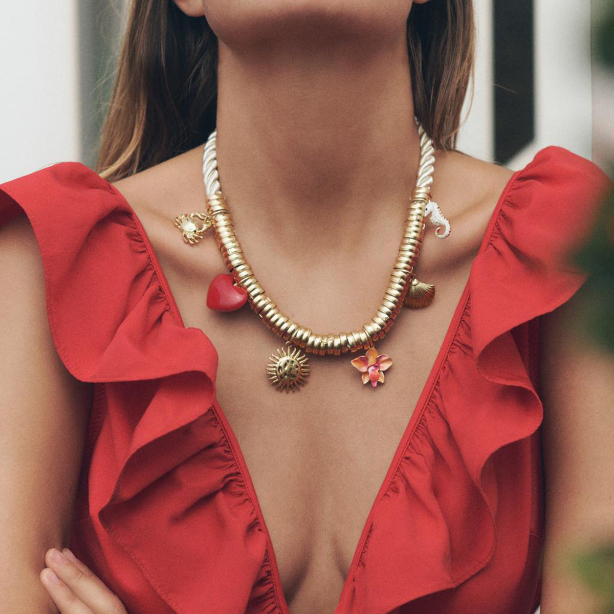 Wholesale Love Flower Shell Seahorse Pendant Necklace