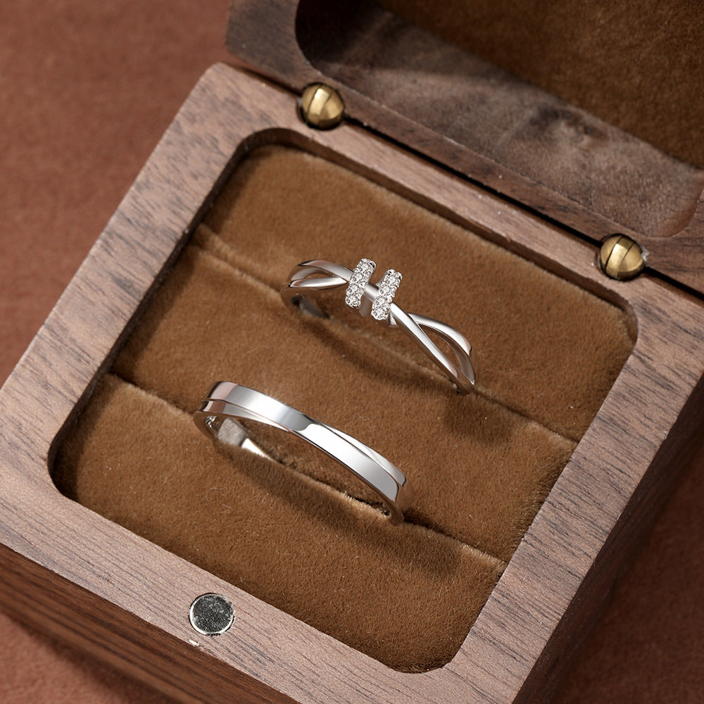 Wholesale 925 Sterling Silver Love Interwoven Couple's Ring