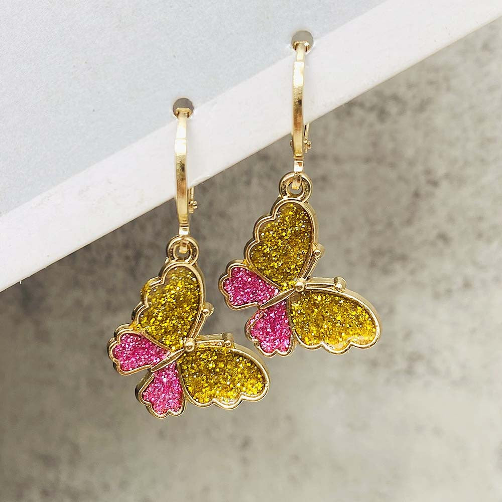 Wholesale Colorful Glitter Butterfly Earrings