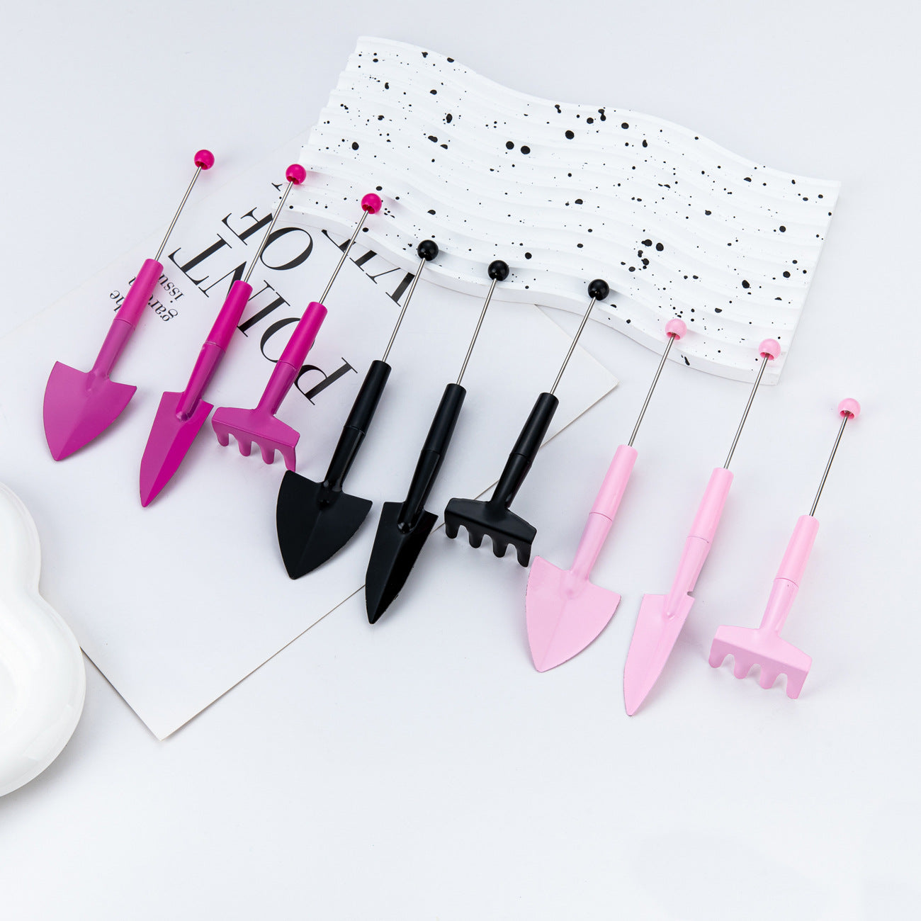 Wholesale DIY Beadable Mini Garden Tools Set Macaron Color DIY Beaded RoseFlower Succulent Plants Tools