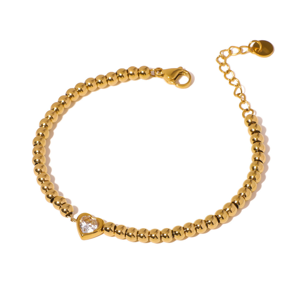 Wholesale Stainless Steel Electroplated Heart Zircon Bracelet Women' s Fashion Jewelry Accessory