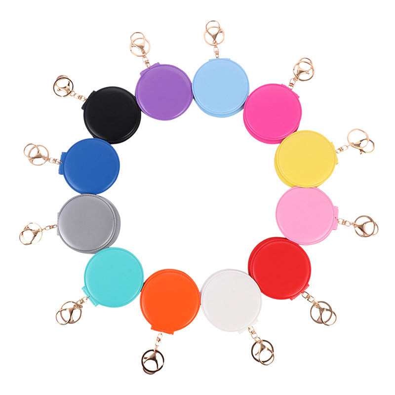 Wholesale Trendy PVC Folding Keychain Mirror Portable Round Makeup Mirror Compact Key Ring Gift Boutique Resale