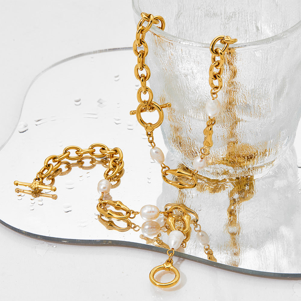 Wholesale stainless steel gold-plated necklace bracelet