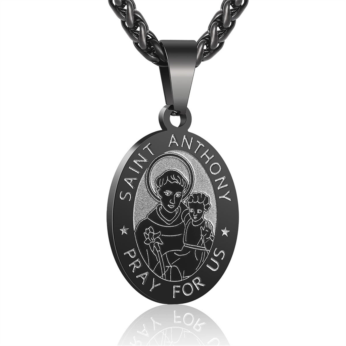 Wholesale double-sided portrait medal cross stainless steel pendant necklace
