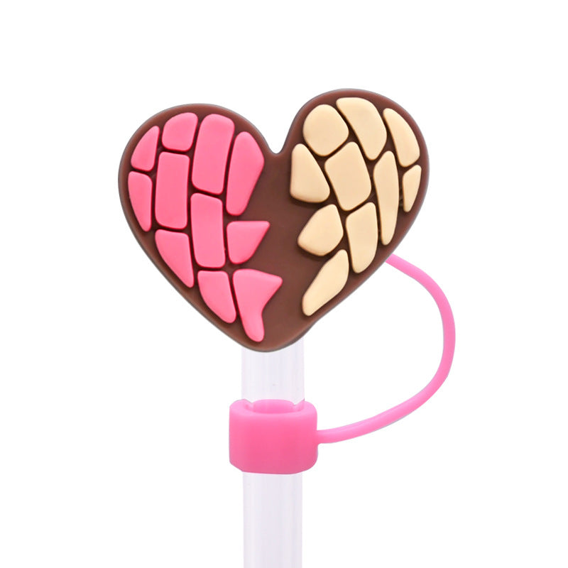 Wholesale Random 100pcs Bread Series Straw Cover 10MM Straw Tube Cap