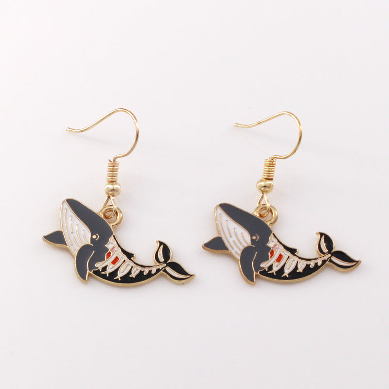 Wholesale Halloween Crow Bat Snake Alloy Oil Drop Earrings ACC-ES-Liyao006