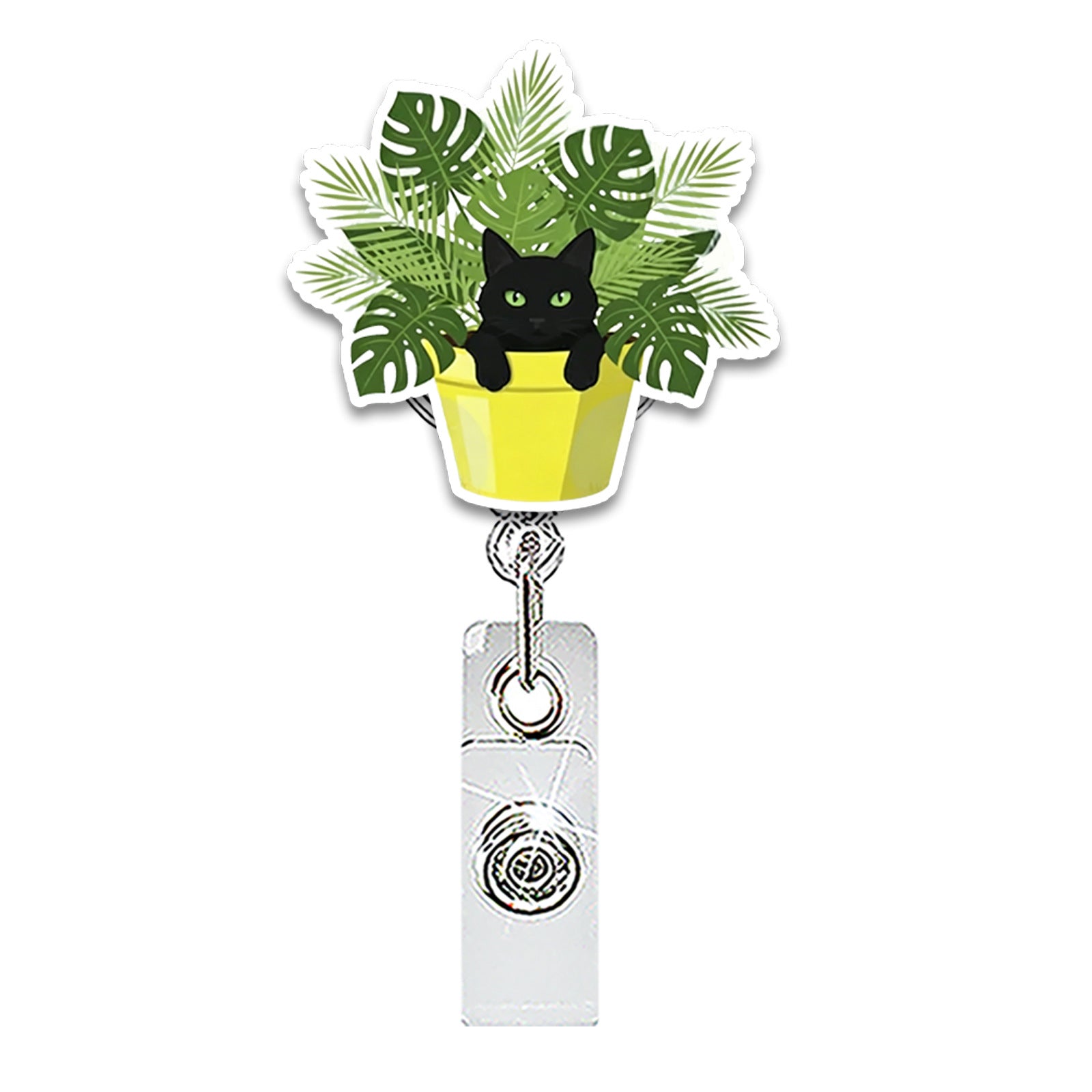 Wholesale Chic Acrylic Black Cat Flower Retractable Badge Reel for Nurse ID Card Holder