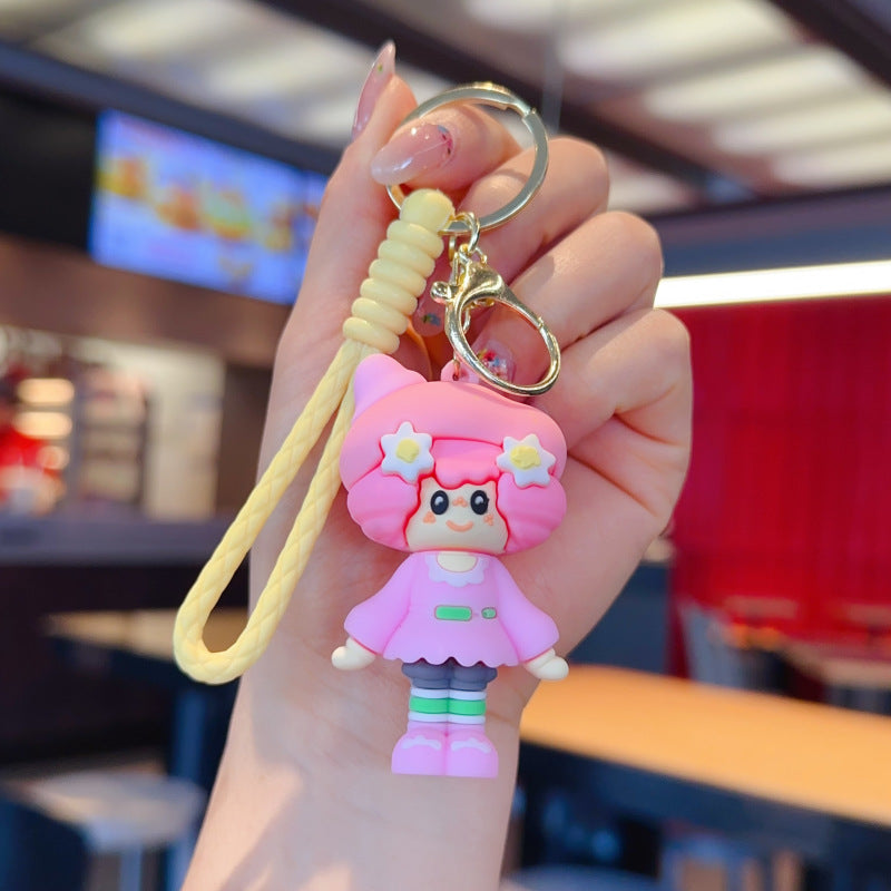 Wholesale PVC Cute Cartoon Keychain Pink - Trendy Gift for Girls,  Couple Bag Charm,  Car Key Accessory