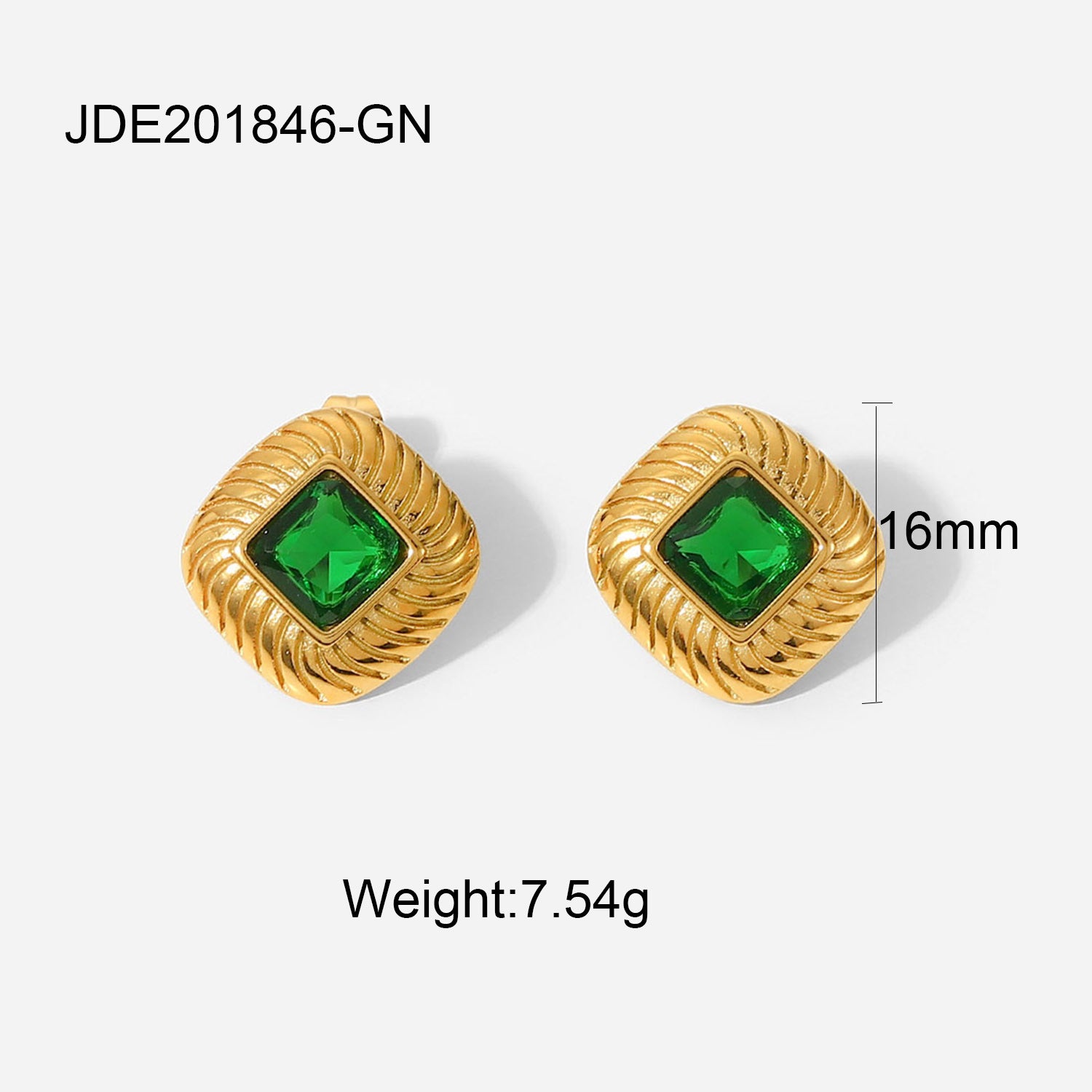 Wholesale Vintage Green Zircon Series Stainless Steel Necklace Earrings Bracelet Ring ACC-RS-JieDing003