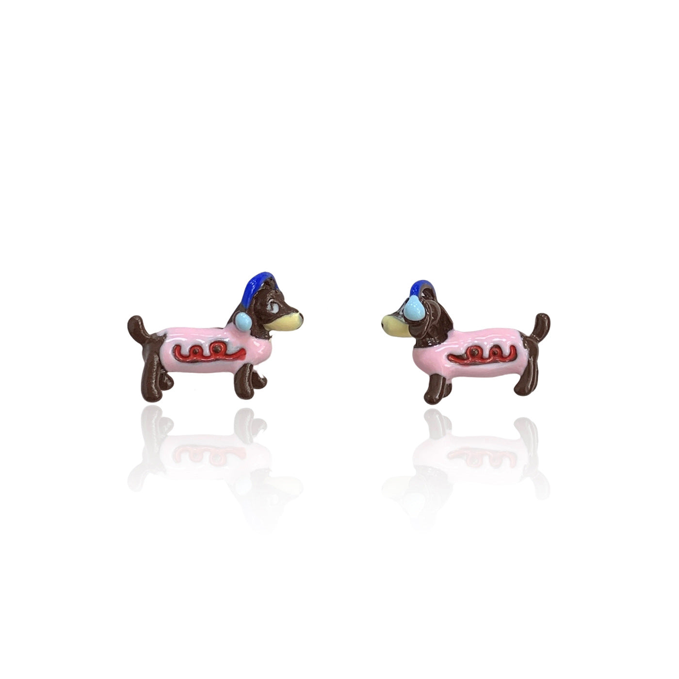 Wholesale Childish Cartoon Cute Color Oil Dropping Wachshund Design Earrings