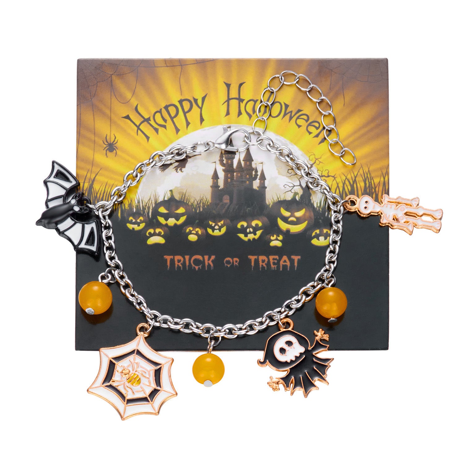 Wholesale Alloy Electroplated  Bracelet with Pumpkin Bat  Web Ghost Pendants - Stylish Jewelry Accessory for Unisex