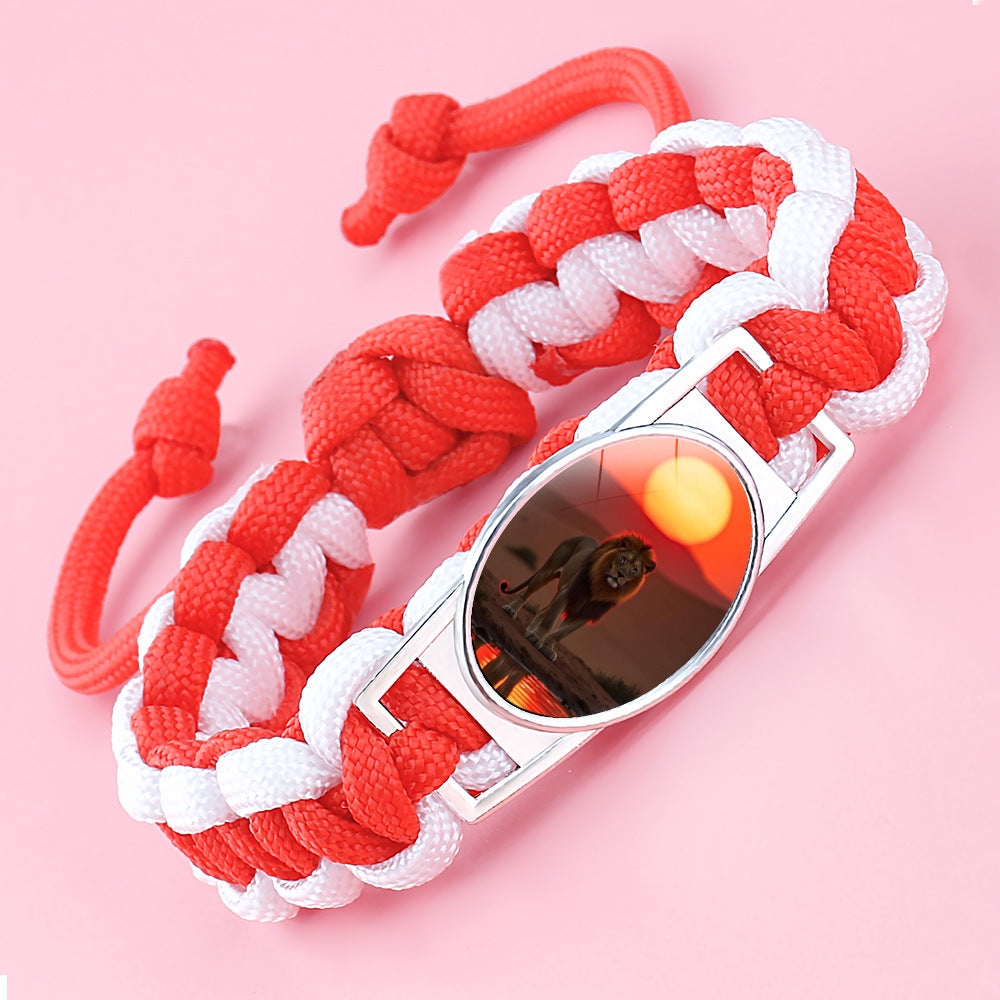 Wholesale Braided animal lion adjustable bracelet