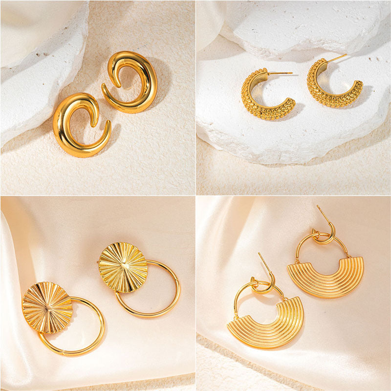 Wholesale French-Style Semicircular Titanium Steel Earrings,  Fashion Accessory for Everyday Wear Boutique Resale