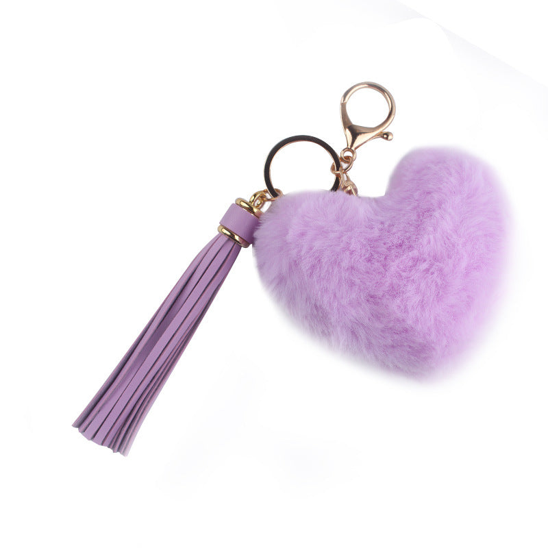 Wholesale Heart Shaped Fur Ball Tassel Keychain Pom Pom ACC-KC-GuangTian057