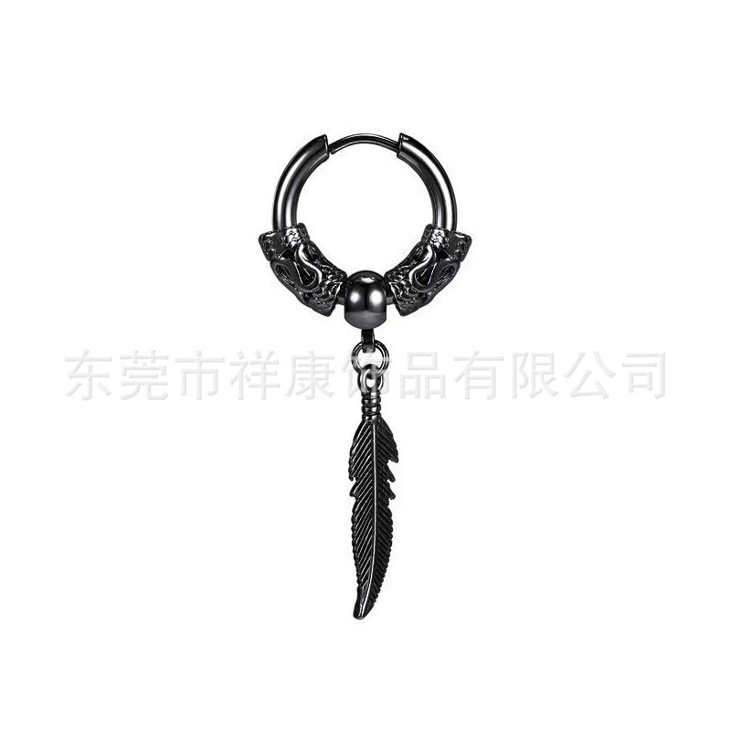 Wholesale Stainless Steel Round Wire Dragon Pattern Earrings
