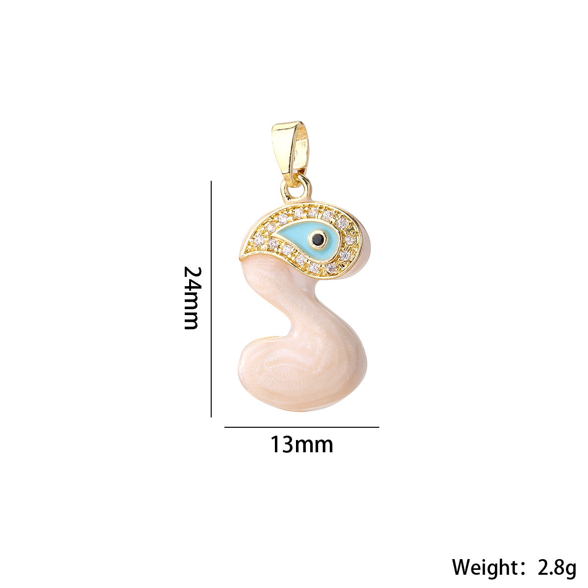 Wholesale Evil Eye Letter Pendant 16K Gold Plated Copper With Zircon Fashion Decorative Accessory DIY Jewelry Charm Boutique Gift Resale