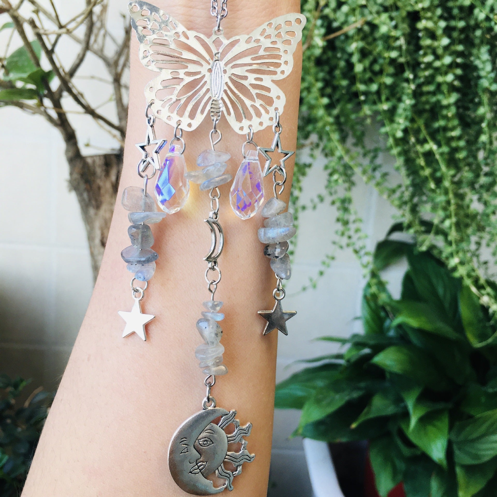 Wholesale Suncatcher Butterfly Sun Moon Crystal Ball Wind Chime ACC-WS-RongGuan001