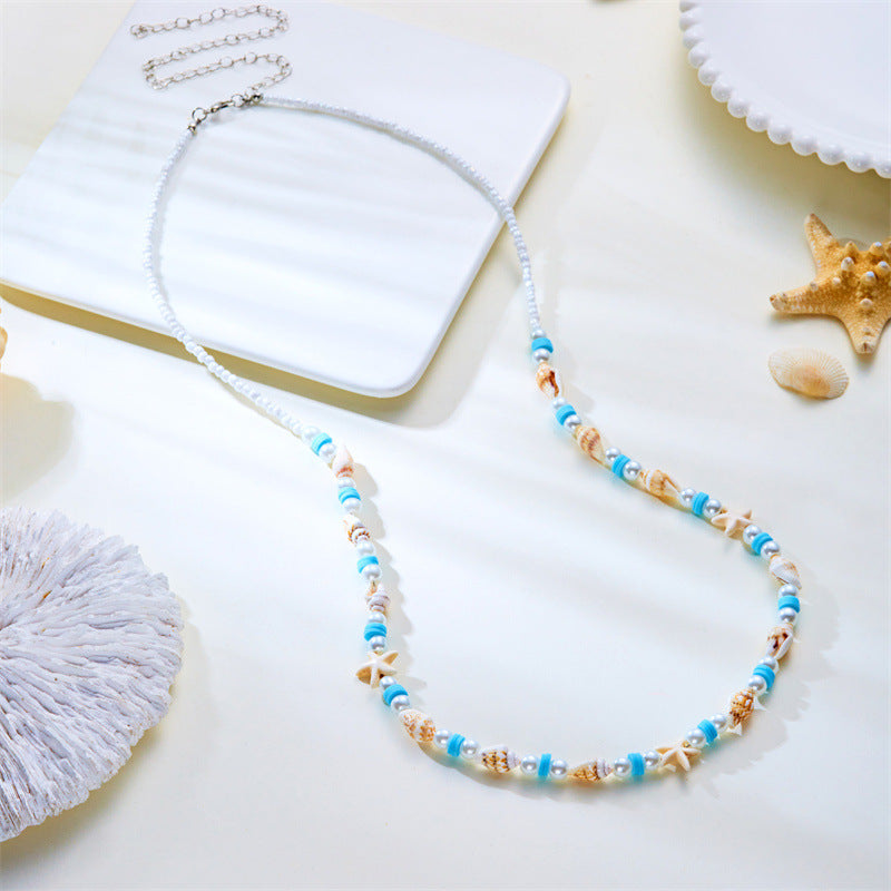 Wholesale  Beach Pearl Starfish Conch Soft Pottery Waist Chain Body Jewelry