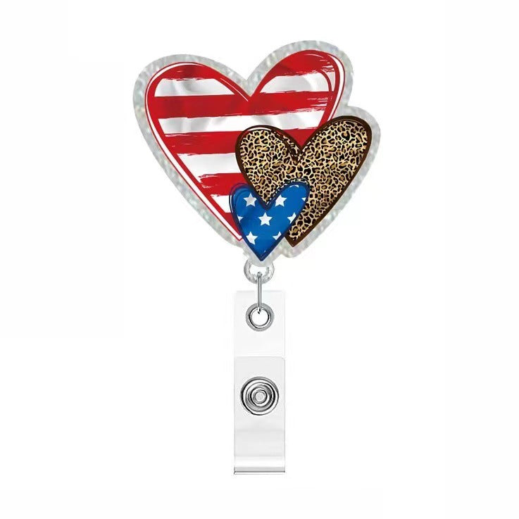 Wholesale Rainbow Flag Acrylic Patriotic Sunshine Retractable Badge Scroll Keychain ACC-KC-LingYu012