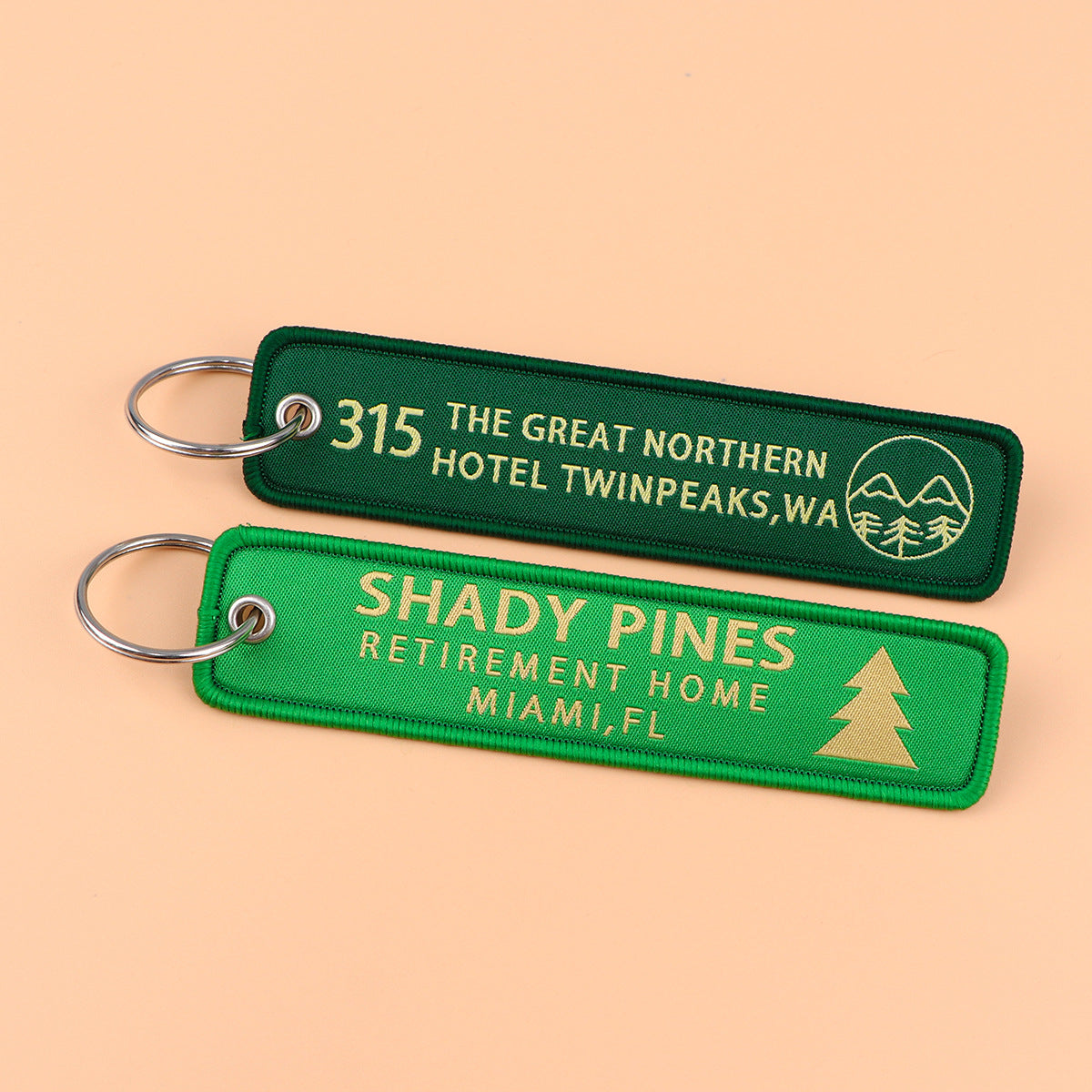 Wholesale famous quotes woven tag English letters keychain