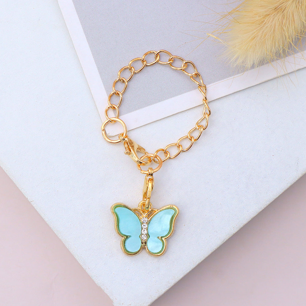 Wholesale Cute Butterfly Keychain Metal Electroplated Bag Charm for Gifts