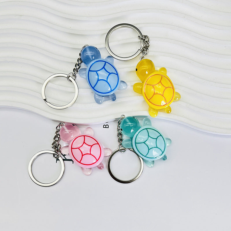 Wholesale Ins Style Cute Glowing Turtle Resin Keychain Bag Charm Decorative Accessory Gift For