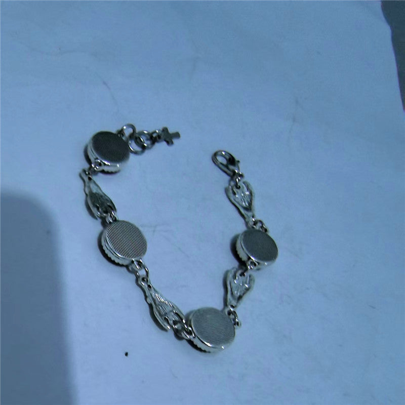 Wholesale Stainless Steel Gothic Bat Bracelet with Blood Red Glass Inlay,  Fashion Accessory for Men and Women