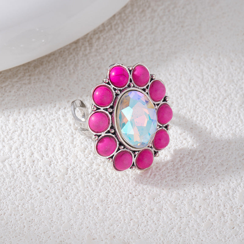 Wholesale Minimalist Heart Shaped Blue Plated Copper Pinky Ring,  Trendy Couple Fashion Accessory