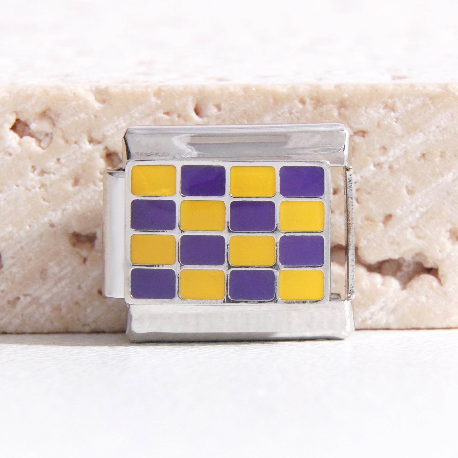 Wholesale Italian Charm Bracelet 9mm DIY Splicing Checkerboard Series Stainless Steel Composable Bracele