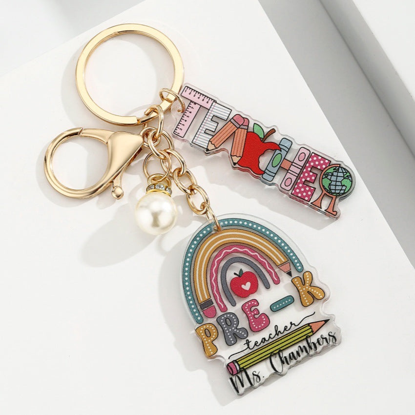 Portachiavi a forma di matita con portapenne a cuore acrilico all'ingrosso