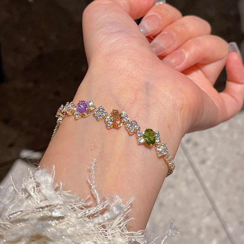 Wholesale Pink Diamond Ice Cube Bracelet,  Fashion Jewelry Accessory for Everyday Wear and Gift