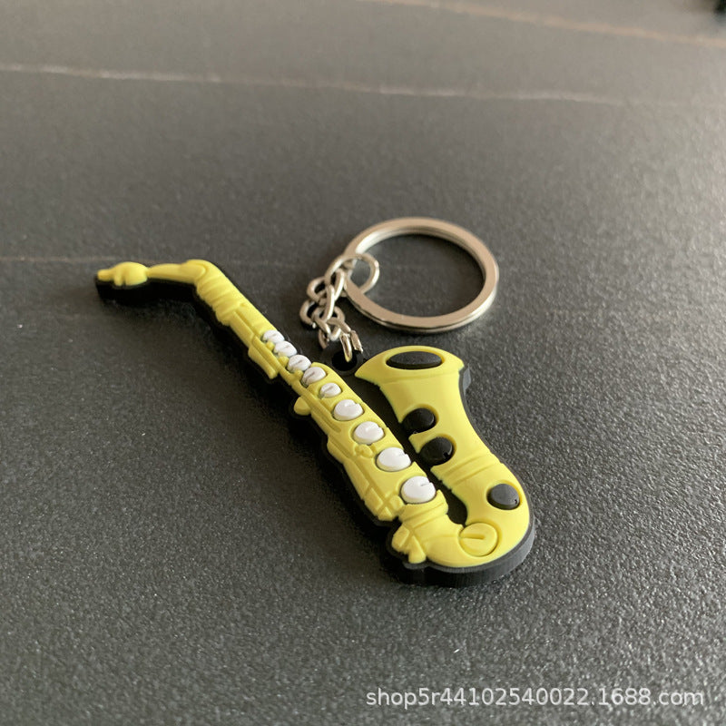 Wholesale Chinese Style Cartoon Guitar Keychain Pendant PVC Resin Epoxy Finish Ukulele Bag Charm Gift