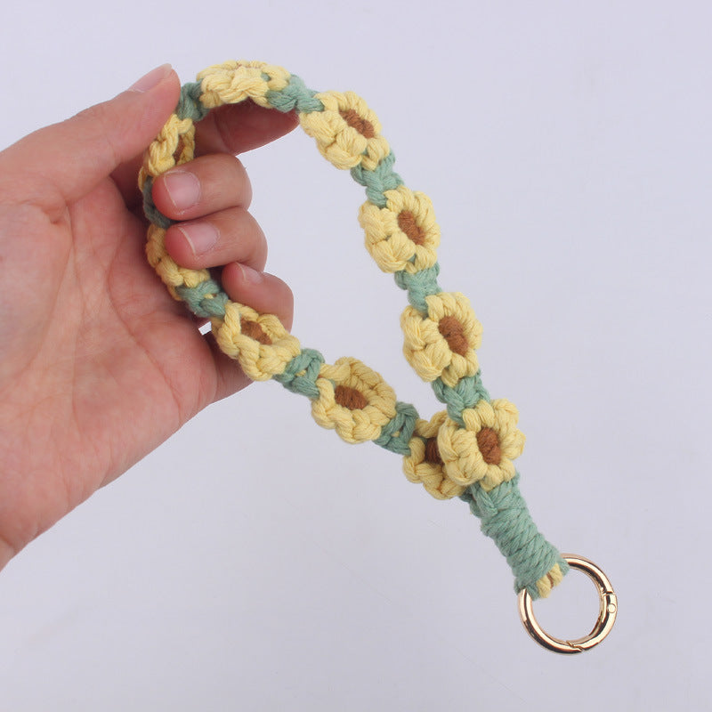 Wholesale Handmade Weaving Cotton Cord Daisy Keychain ACC-KC-GuangTian019