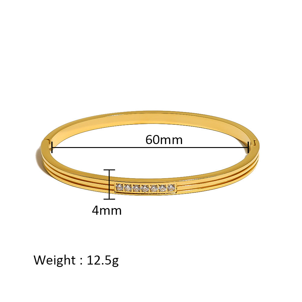 Wholesale Stainless Steel 18K Gold Plated Geometric Star Flower Zircon Bracelet