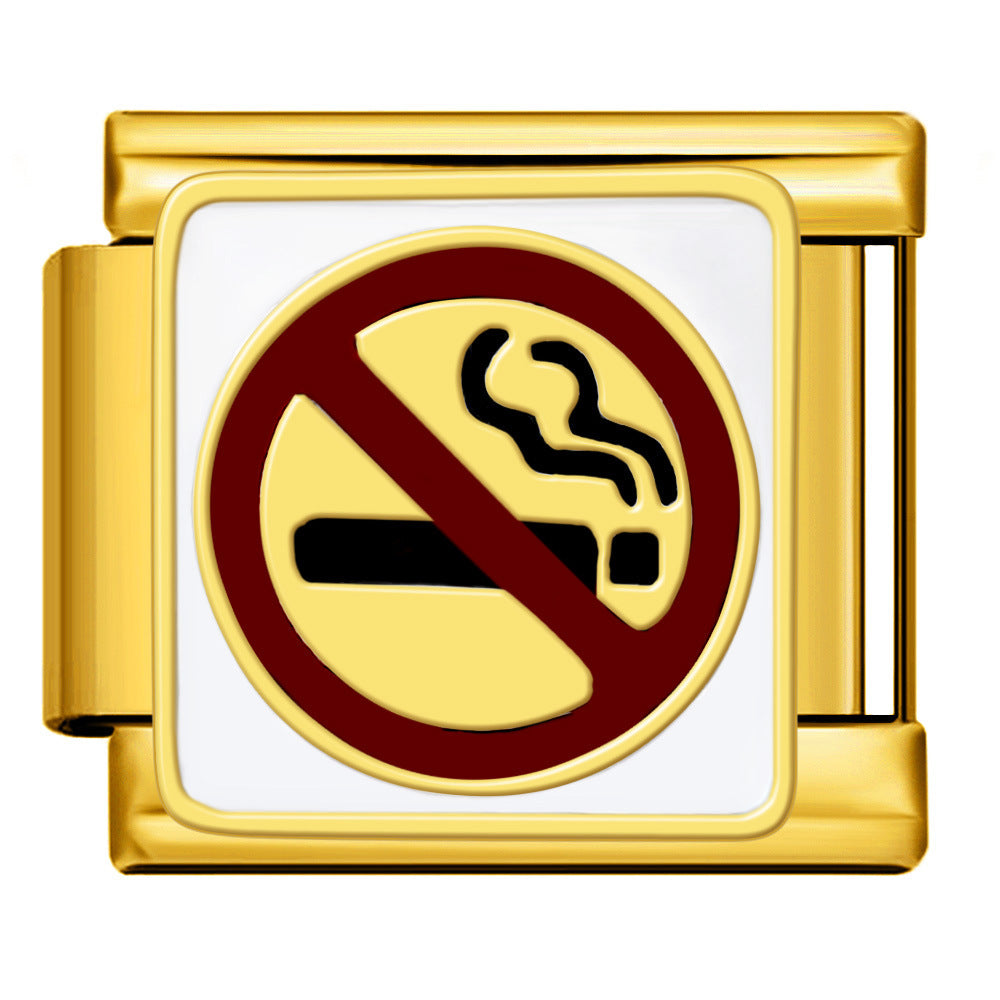 Wholesale 9mm Italian Charm Starter Bracelets DIY Prohibition Sign Stainless Steel Composable Bracelet