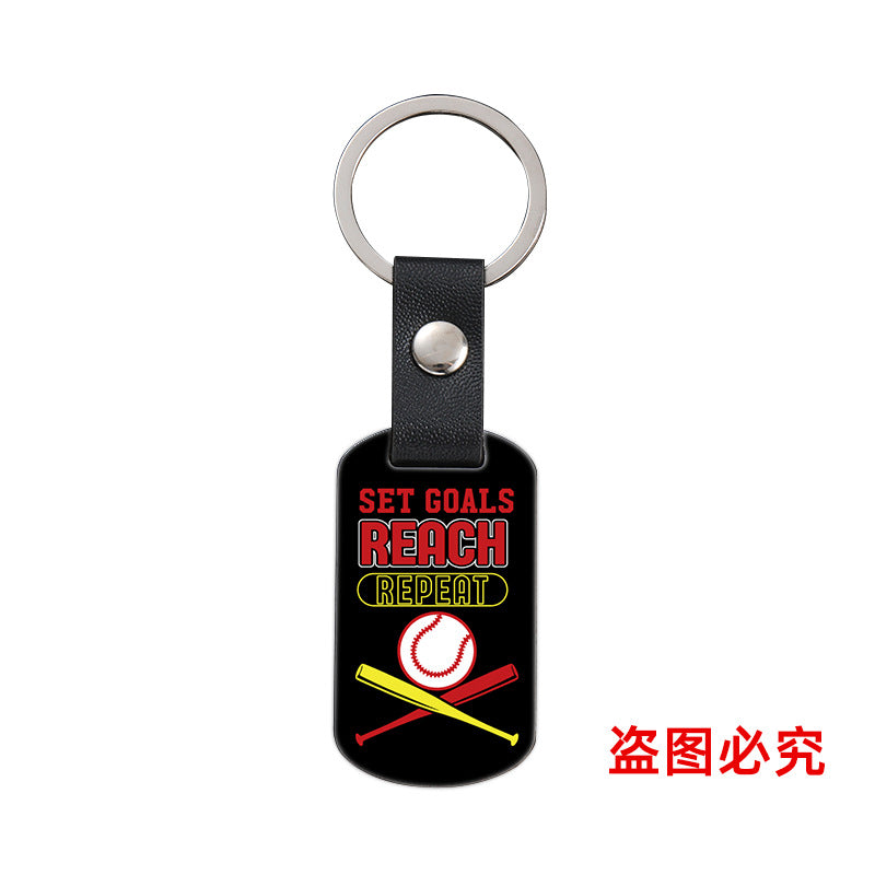 Wholesale Softball Baseball Sports Metal Leather Keychain ACC-KC-Ganggu036