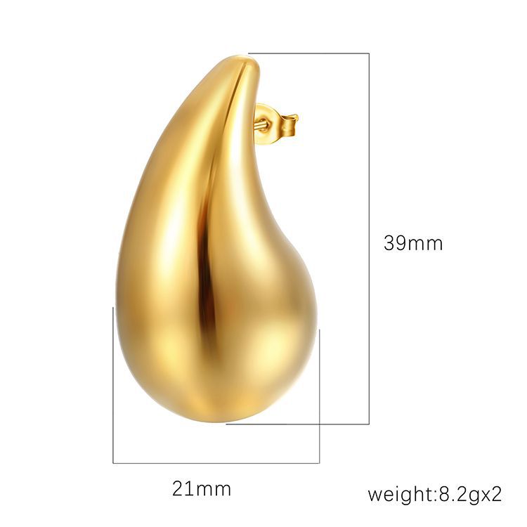 Wholesale  water drop stainless steel hollow earrings plated 18K earrings
