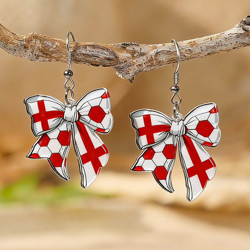 Wholesale USA Mexico Canada Soccer Bow Acrylic Earrings