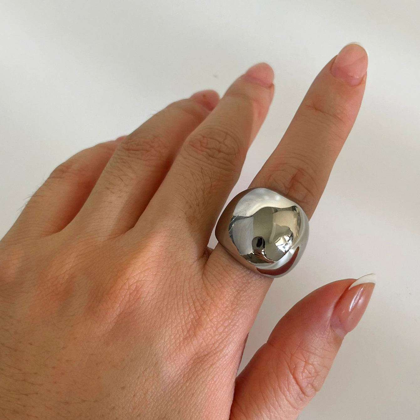 Wholesale stainless steel smooth large arc trend  ring